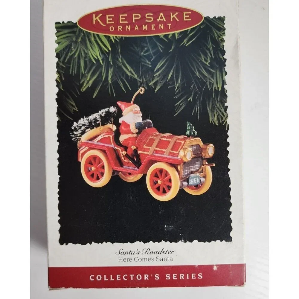 Hallmark Vintage Here Comes Santa Santa's Roadster Christmas Ornament Dated 1995